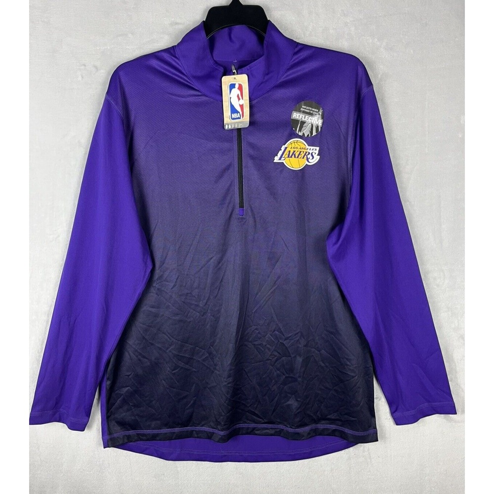 NBA EXCLUSIVE Collection Los Angeles LAKERS Purple 1/4 Zip Long Sleeve Shirt XL